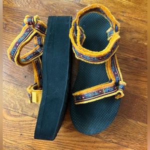 Orange Teva Flatforms